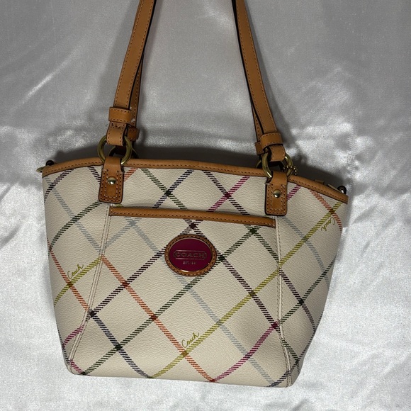 Coach | Bags | Coach Signiture Plaid Shoulder Bag | Poshmark